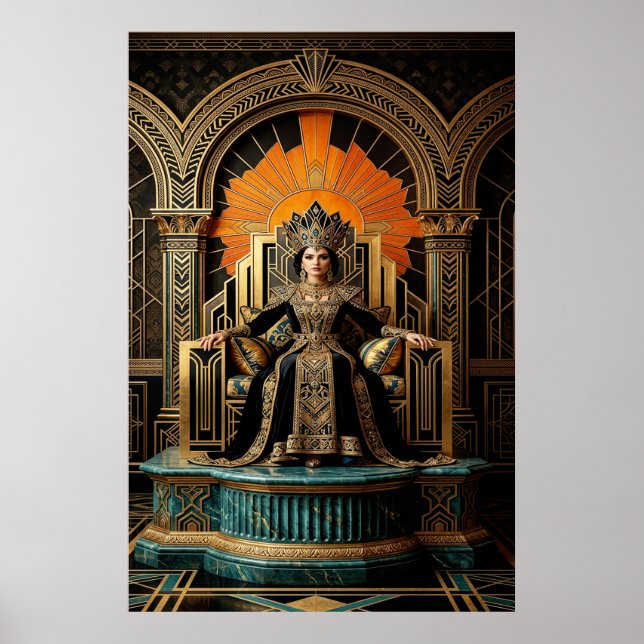 Art Deco Queen Throne Gilded Palace Gold Poster (Vorne)