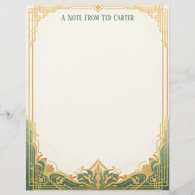 Art Deco Rahmen mit Lotus Briefpapier (Vorderseite)