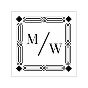 Art Deco Rahmen Paar 2 Initialen Monogramm Diagona Permastempel