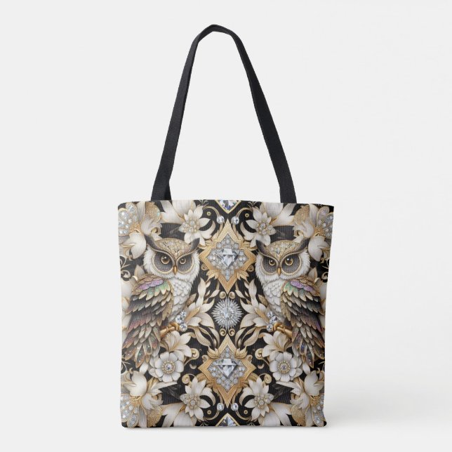 Art Deco Rainbow Owls Tote Bag (Rückseite)