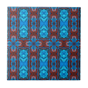 Art Deco Red Blue Abstrakt Graphic Muster Fliese