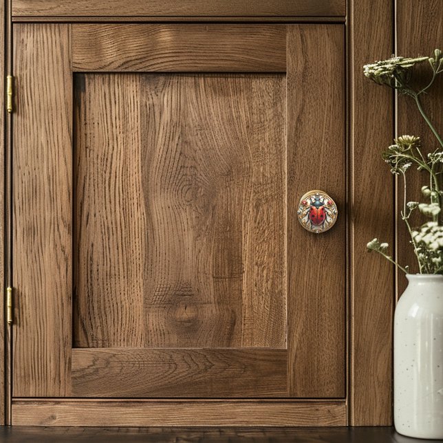 Art Deco Red Enamel Ladybug Rubies Gold Diamonds Keramikknauf (Von Creator hochgeladen)