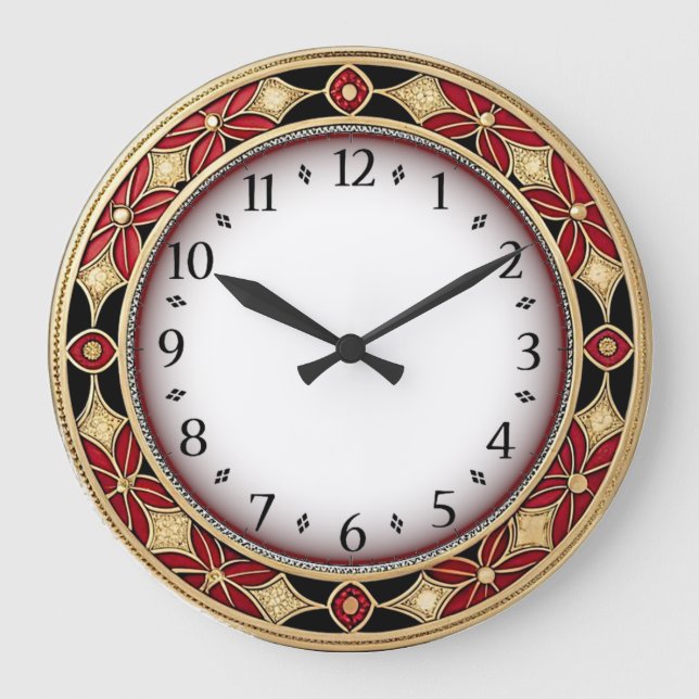 Art Deco Red Große Wanduhr (Vorderseite)