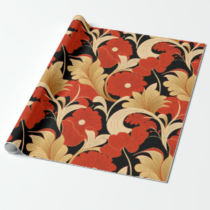 Art Deco Red Poppies Geschenkpapier