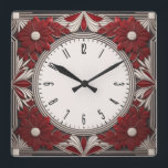 Art Deco red Quadratische Wanduhr<br><div class="desc">Großartiges Uhrendesign. Du wirst es wie andere Liebe bekommen. Sie können dieses Design auch für andere Produkte verwenden,  die Sie mögen,  oder Ihren Text anpassen und hinzufügen. Folgen Sie mir für mehr. Vielen Dank. Ich wünsche Ihnen einen schönen Tag.</div>