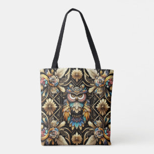 Art Deco Regenbogen-Eulen-Tasche