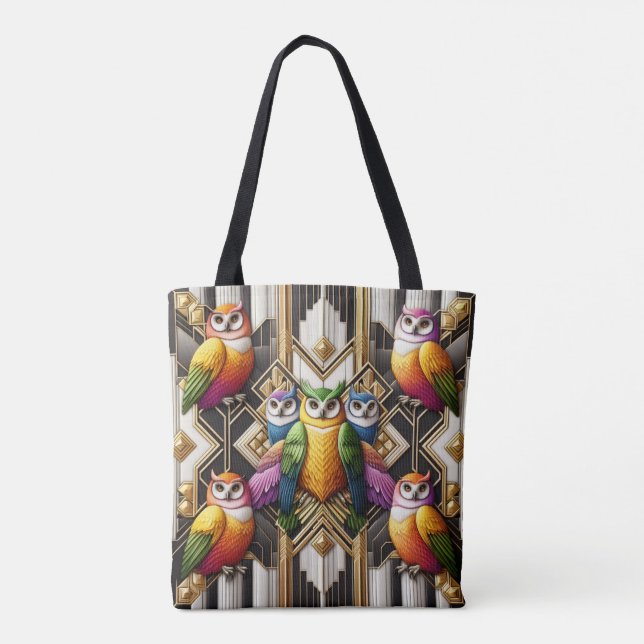Art Deco Regenbogen-Eulen-Tasche (Rückseite)