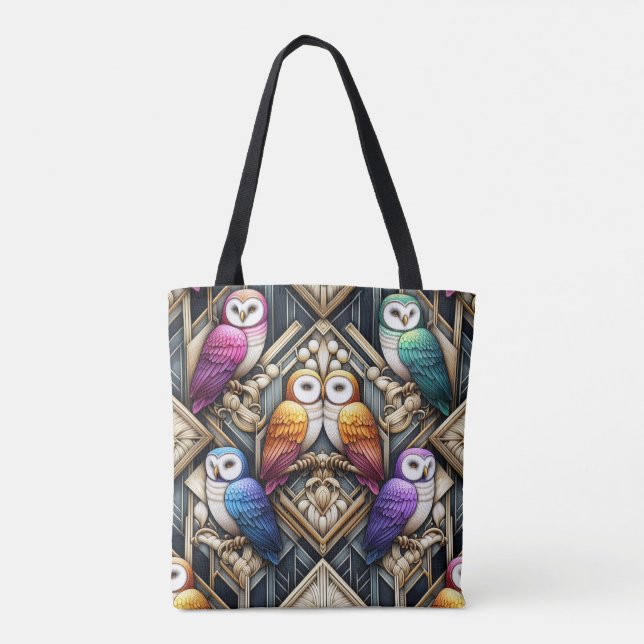 Art Deco Regenbogen-Eulen-Tasche (Rückseite)