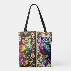 Art Deco Regenbogen-Eulen-Tasche