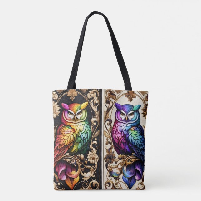 Art Deco Regenbogen-Eulen-Tasche (Rückseite)