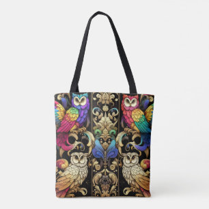 Art Deco Regenbogen-Eulen-Tragetasche