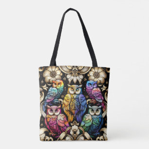 Art Deco Regenbogen-Eulen-Tragetasche