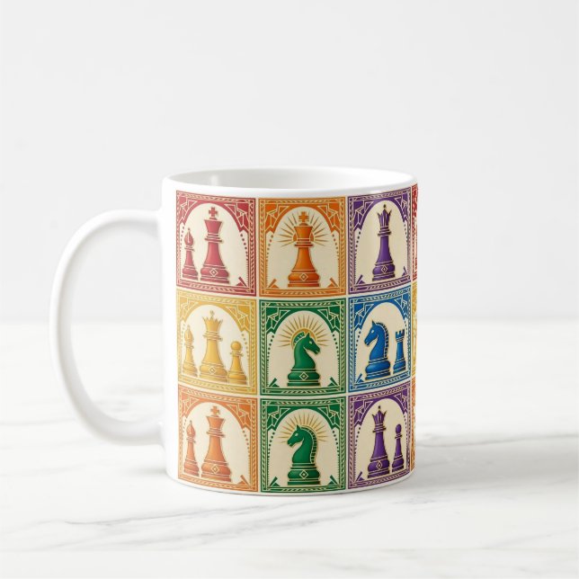 Art Deco Regenbogen Schach Tasse (Links)