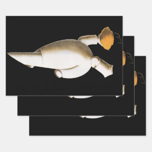 Art Deco Restaurant Koch, Vintage Unternehmen Geschenkpapier Set