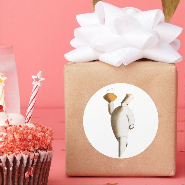 Art Deco Restaurant Koch, Vintages Business Runder Aufkleber (Party)