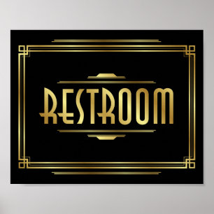Art Deco RESTROOM Signatur Poster