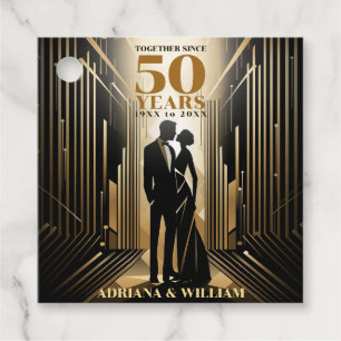 Art Deco Retro Black & Gold Hochzeit Jahrestag Geschenkanhänger