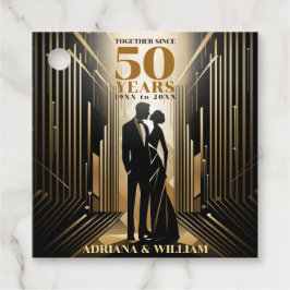Art Deco Retro Black & Gold Hochzeit Jahrestag Geschenkanhänger