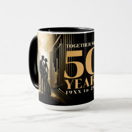 Art Deco Retro Black & Gold Hochzeit Jahrestag Tasse