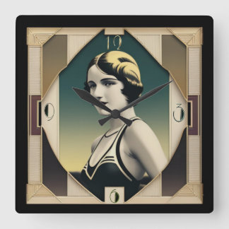 Art Deco Retro Giro Quadratische Wanduhr