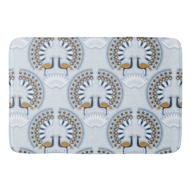 Art Deco Retro Peacock Badematte (Vorderseite)