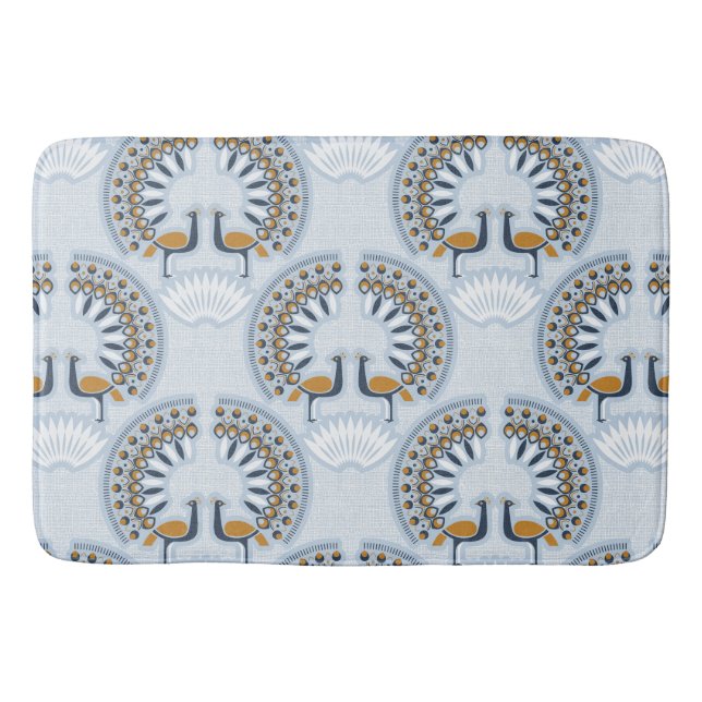 Art Deco Retro Pfau Badematte (Vorderseite)