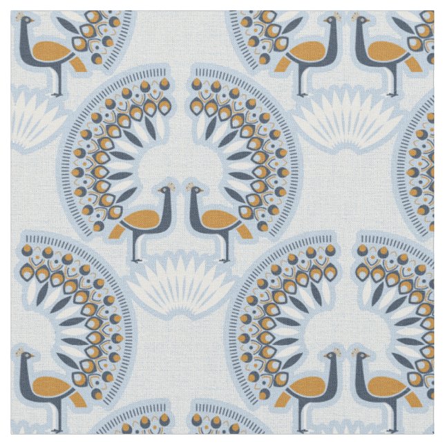 Art Deco Retro Pfau Stoff (Nahaufnahme)