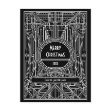 Art Deco Retro Schwarz-Weiß Frohe Weihnachten