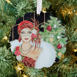 Art Deco Retro Vintag Text Dame hinzufügen Ornament Karte