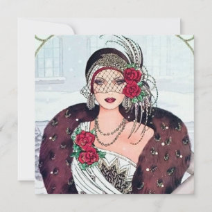 Art Deco Retro Vintage Dame Weihnachten