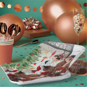 Art Deco Retro Vintage Damen Party Papier Teller