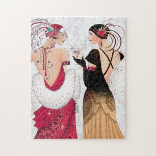 Art Deco Retro Vintage Damen Weihnachten Puzzle