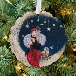 Art Deco Retro Vintage Text hinzufügen Dame Ornament Karte