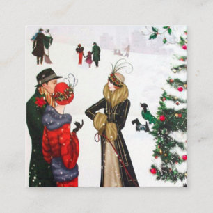 Art Deco Retro Vintage Weihnachten Quadratische Visitenkarte
