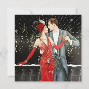 Art Deco Retro Vintage Weihnachts-Paar Feiertagskarte