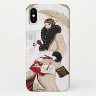 Art Deco Retro Vintage Weihnachtsdame Case-Mate iPhone Hülle