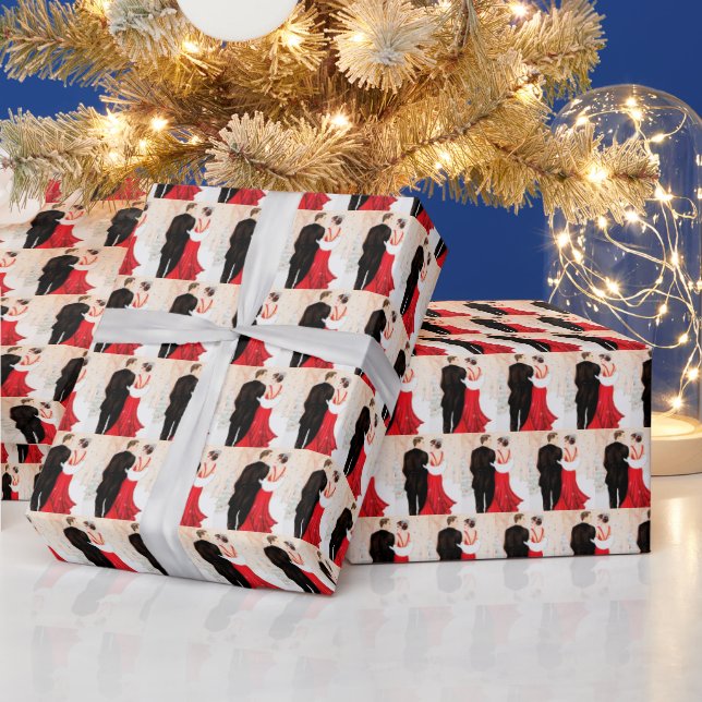 Art Deco Retro Vintages Paar Weihnachten Geschenkpapier (Feiertage)