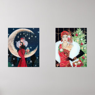 Art Deco Retro Weihnachten Bilderwand Sets