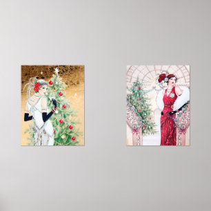 Art Deco Retro Weihnachten Bilderwand Sets