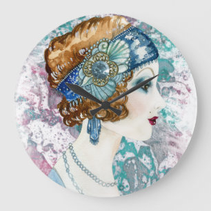 Art Deco Roaring 20er Jahre Frauen Square Wall 192 Große Wanduhr