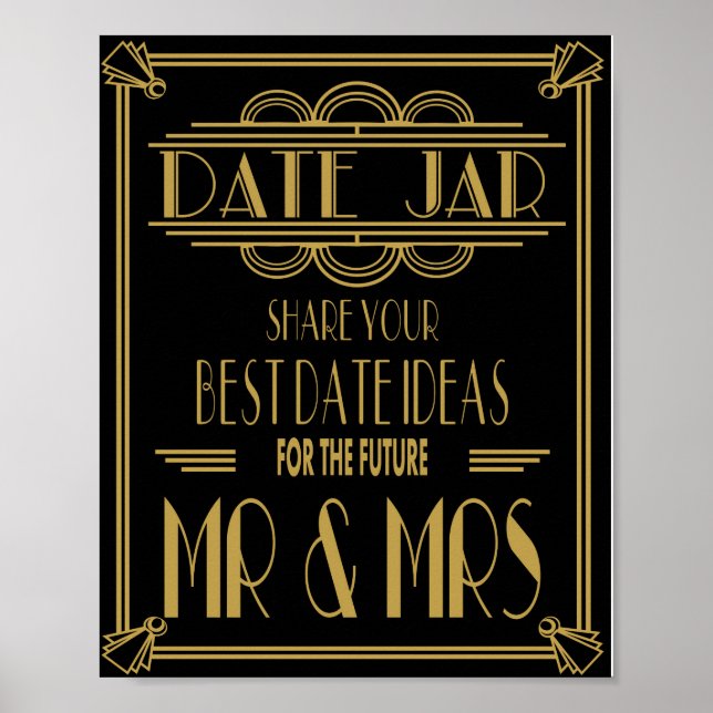 Art Deco Roaring 20's Date Jar Hochzeitsfeier Prin Poster (Vorne)