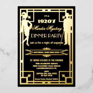 Art Deco Roaring 20s Murder Mystery Party Real Folieneinladung