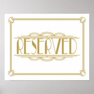 Art Deco Roaring Twenties Reserviert Schild Druck