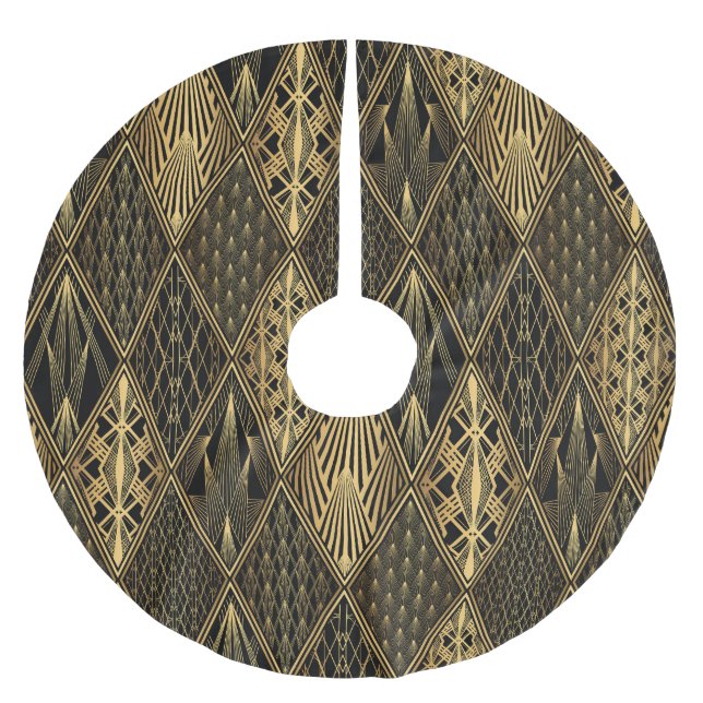 Art Deco Rodelbahn mit Aussicht Polyester Weihnachtsbaumdecke (Vorderseite)