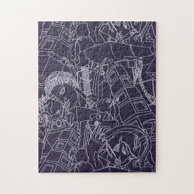 Art Deco römisch SPQR dunkle violette Ästhetik Kun Puzzle (Vertikal)