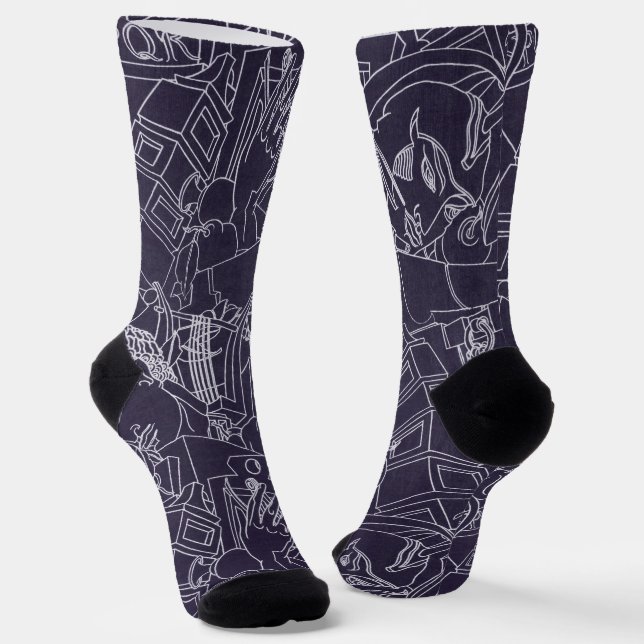 Art Deco römisch SPQR dunkle violette Ästhetik Kun Socken (Gewinkelt)