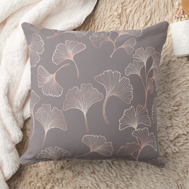 Art Deco Rosa Blattmuster Kissen (Decke)
