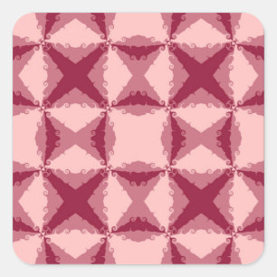 Art Deco Rosa Blumenwirbel Retro Abstrakte Kunst Quadratischer Aufkleber