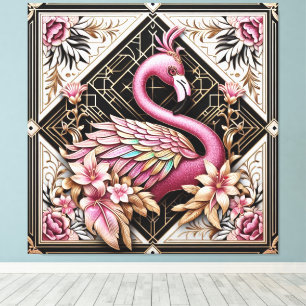 Art Deco Rosa Flamingo-Leinwanddruck Leinwanddruck