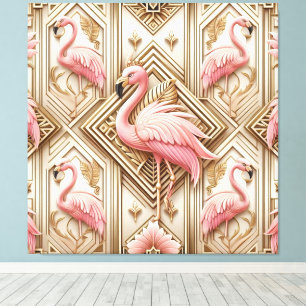 Art Deco Rosa Flamingo-Leinwanddruck Leinwanddruck